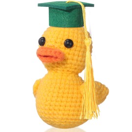 Gerrii Graduation Gift 2025 Cute Inspirational Positive Duck with Graduation Cap Tassel Emotional Crochet Funny Grad Gift for Her Him College Graduate(Green/Gold)