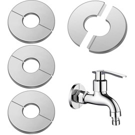 WAIZHIUA Pack of 4 Stainless Steel Rosettes Cover, 28 mm Rosettes Cover, Decorative Covers for Pipes, Stainless Steel Pipe Collars for Taps, Pipes, Radiator Pipes (Silver)