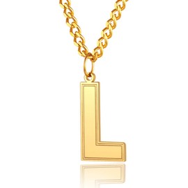 ChainsPro Collier réglable avec initiale (A à Z) en acier inoxydable 316L/plaqué or/noir - Necklaces - Unisex - Gold-plated - Fashion Jewelry - Stainless Steel - 60 centimeters - Tous - All Ages