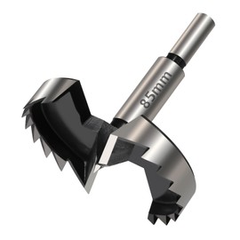 Vearter 85mm Forstner Drill Bit, High Carbon Steel Multi-Tooth Woodworking Tools with Round Shank, Hinge Boring Hole Cutter for Solid Wood, MDF, Plastic, Particleboard, Plywood