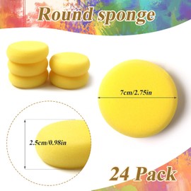 Hapy Shop 24 Pack Round Sponges Yellow Painting Sponges Synthetic Artist Sponge Pottery Sponge for Painting, Crafts, Ceramics, Household Use and More, 2.8 Inch