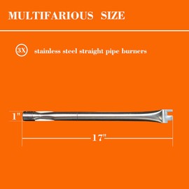 17" Stainless Steel Burner For Ducane Stainless & Meridian Series Grill Models, Fits Ducane 3100,3200, Ducane Affinity S5200, Home Depot 30400040,BBQ Grillware,Original Part D30500603, 3 Pack.