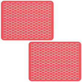 Bligli Mesh Sink Mat, 15.7 x 11.8inch Sink Prtector Mats for Kitchen Sinks, PVC Eco-Friendly Sink Protectors for Bottom of Sink, Fast Draining, Easy Cleaning, Clear Red