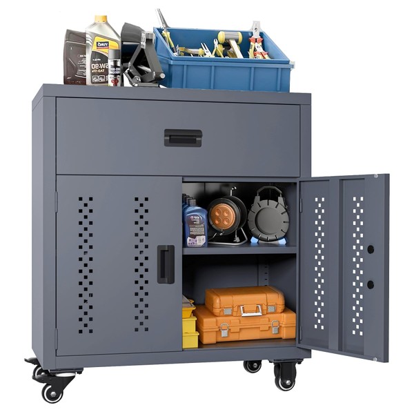 KAER Metal Garage Storage Cabinet with Wheels Tool Chest with