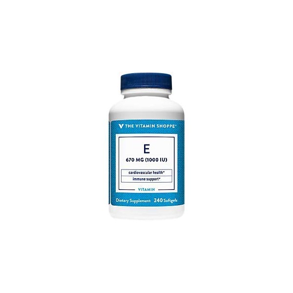The Vitamin Shoppe Vitamin E 1,000IU - Natural Source, Supports Healthy Cardiovascular System, Immune Health & Eye Health - Once Daily (240 Softgels)