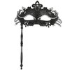 Aimeein Masquerade Mask with Stick Handheld Venetian Mask Black Mardi