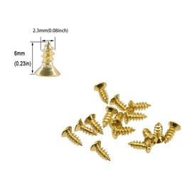 Small Screw, BLUELEC Antique Style AntiOxidative Finish Wood Screws for Fastening Plank, Plastic Materials or Resin Plywood, 45° Flat Head, Phillips Drive, 100pcs, 1/4 Inch(2.5×6mm, Gold)