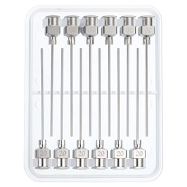 PATIKIL 20Ga x 1.5 Inch Stainless Steel Dispensing Needle Tips, 12Pcs Metal Glue Needle Tube Blunt Tips Luer Lock for Thick Glue Ink Lab, Silver