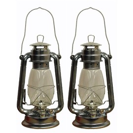 Shop4Omni Silver Hurricane Kerosene Oil Lantern Emergency Hanging Light/Lamp - 12 Inches (2)