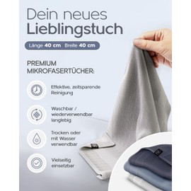 Homety Microfibre Cloths 40 x 40 Cleaning Cloths, Window Cleaning Cloths, Streak-Free, Lint-Free Magic Cloths, Cleaning Cloths, Set of 3 Magic Microfibre Cloths