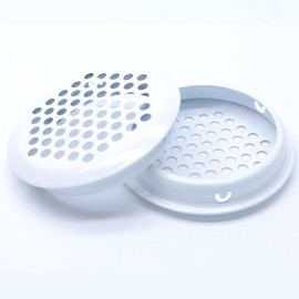 Auvotuis 20Pcs Circular Air Vents White Soffit Vent, Stainless Steel Round Vent Mesh Hole Louver for Kitchen Bathroom Cabinet Wardrobe, 2"(53mm) Mounting Diameter