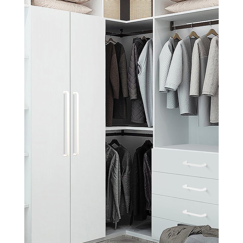 funifiti 5 Pack Long Handles for Kitchen Cabinet Modern White