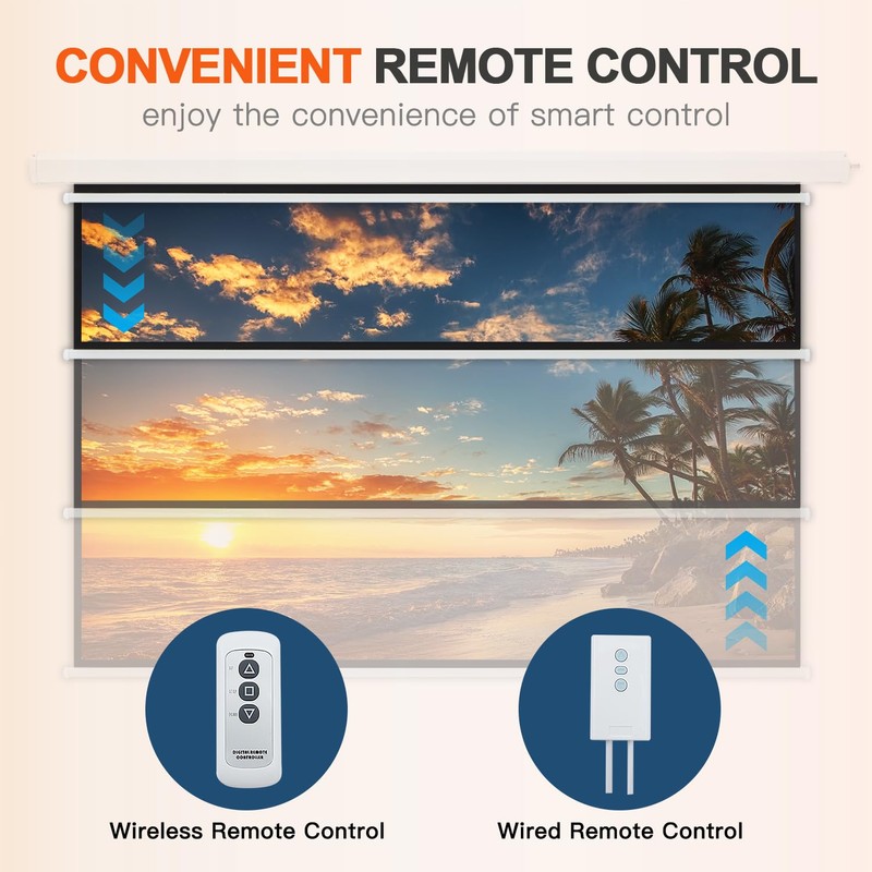 YODOLLA 100" Projector Screen Motorized 4:3, 4K HD Pull Down