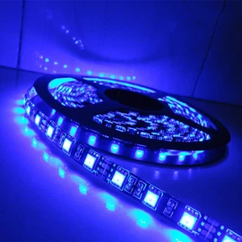 ALITOVE LED Tape Light, LED Tape Type, Waterproof, 5050 Double Sided Tape, 12 V, 16.3 ft (5 m), 300 Strip Light, SMD5050 Blue, Black Base, Front Luminous, Illumination, LED Light, Cuttable