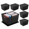 Ggbin 6-Pack Large Plastic Weave Basket with Lid, Black Storage