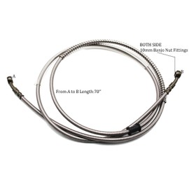 PRO BAT Braided Hydraulic Brake Hose Line Pipeline For Chinese GY6 Scooter ATV Dirt Bike Go Kart 10mm Banjo Ends (70''/175cm)