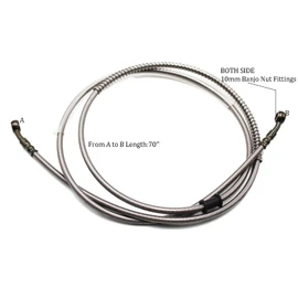PRO BAT Braided Hydraulic Brake Hose Line Pipeline For Chinese GY6 Scooter ATV Dirt Bike Go Kart 10mm Banjo Ends (70''/175cm)