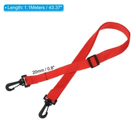 PATIKIL 20mmx1.1m Replacement Shoulder Strap, 2 Pack Adjustable Swivel Clips Hooks Buckle Slide Crossbody Bag Belt for Water Bottle Carrier Sling, Red Black