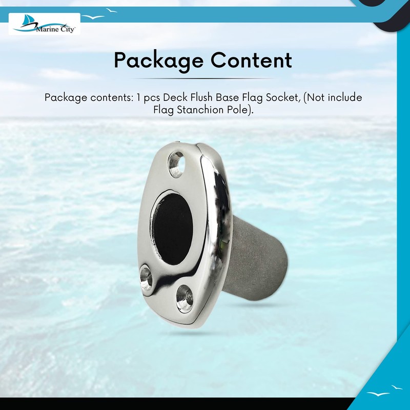 MARINE CITY Deck Flush Base Flag Socket, 316 Stainless Steel,