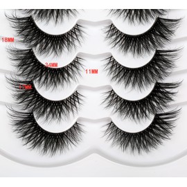 Pooplunch False Eyelashes Fluffy Cat Eye Look Clear Band Wispy Dramatic Long 8D Volume Faux Mink Lash Fake Eyelashes 7 Pairs Pack