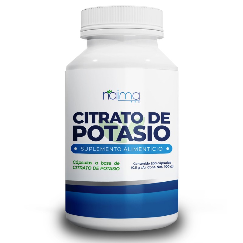 NAIMA Citrato de Potasio 200 Cápsulas | Suplemento Alimenticio |