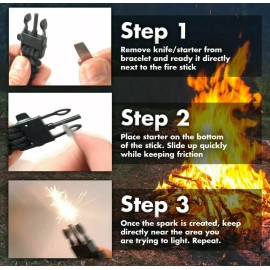 Unbranded Paracord Bracelet Survival Gear, Fire Starter Kit, Emergency Knife, and Whistle - army green