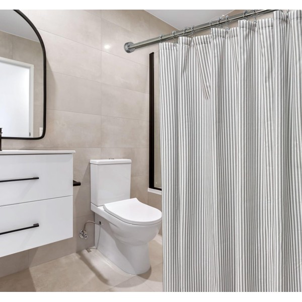 CasaTena Striped Shower Curtain for Bathroom Grey Shower Curtain Linen
