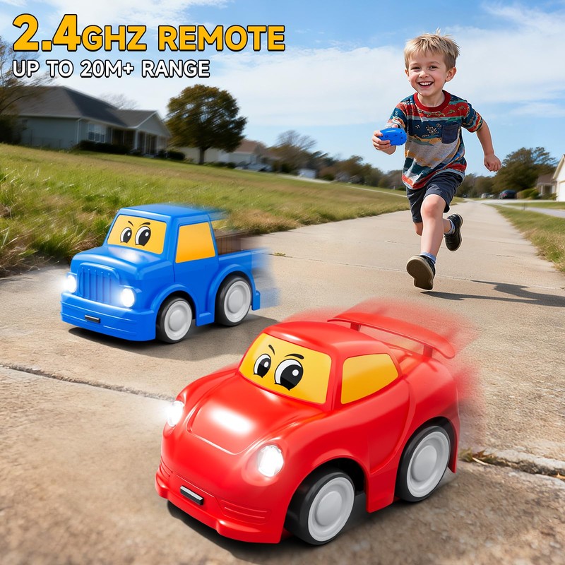 DULONIME Remote Control Car 2 Year Old, 2-Pack Toddler RC