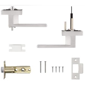 Cerradura de Manija Cuadrada,Cerradura de Puerta Reversible con Llave,Manijas de Bloqueo de Privacidad,Palanca de Puerta para Entrada Delantera,Acceso,Oficina,Dormitorio,Recámara(Acero inoxidable)