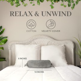 Buckwheat Pillow 100% Organic, Cervical Support for Neck, Breathable for a Cool Sleep, Velvet Fabric, Removable Washable, Couch Pillow 15x36cm