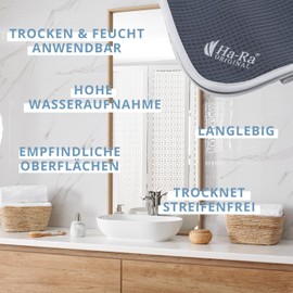 Ha-Ra Hammer Cloth Set of 2 Blue/Anthracite 67 x 50 cm I Microfibre Cleaning Cloth Absorbent I Dries Streak-Free I Wet & Dry I Suitable for Windows and Mirrors I Can Be Used in Kitchen and Bathroom