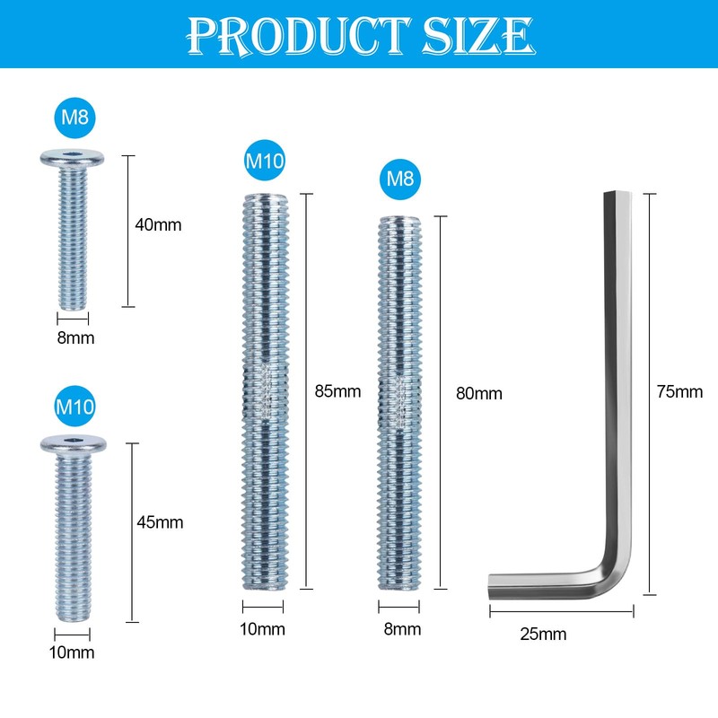 Cat Scratching Post Replacement Screws, M10 and M8 Screws for