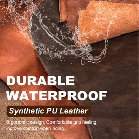 【2Pack】 Motorcycle Get Back Whips and Lever Cover Set PU Leather Handlebar Accessories for Motorcycle with Tassels and Skull Beads (Brown with Black, Whips-36 + Lever Cover-14)