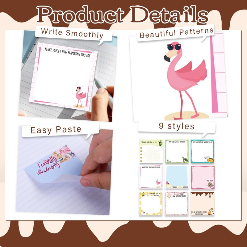 Lovarywow Inspirational Sticky Notes Gifts - 9 Pack Fun Positive