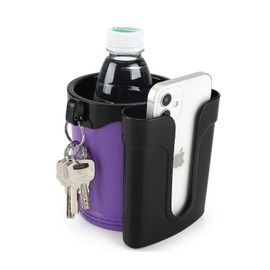 Accmor 3-in-1 Bike Cup Holder with Cell Phone Keys Holder, Bike Water Bottle Holders, Universal Bar Drink Cup Can Holder for Bicycles, Motorcycles, Scooters, Black Purple