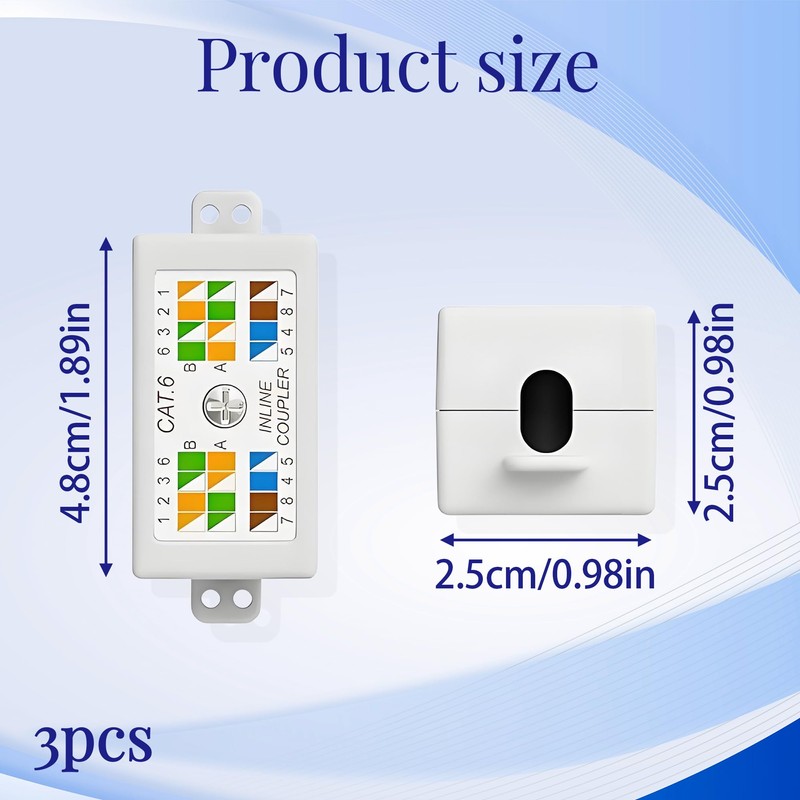 3PCS Cat6 RJ45 Coupler Ethernet Coupler Punch Down Tool RJ45
