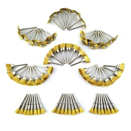 Merryland Wire Brush Mini Brass Brush for Dremel 72 Pack, Pen Brush Wheel Brush Cup Brush 24 Pack for Each, Polish Brush End Brush Mini Rotary Tool Accessory, RMTA072C2