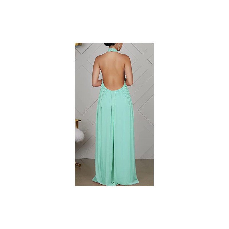 loveimgs Overol de verano para mujer, cuello halter, espalda descubierta,