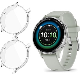QWYJ Funda for Garmin Venu 3S 41mm Case Protector de Pantalla, Marco Resistente Rasguños Suave Ligero Shockproof (2 Unidades) (Transparente+Transparente)