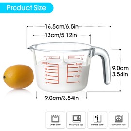 NUTRIUPS High Borosilicate Glass 2 CUP Measuring Cup, Glass Measuring Beaker with Multiple Measurement Scales, Easy to Read (2 CUP)