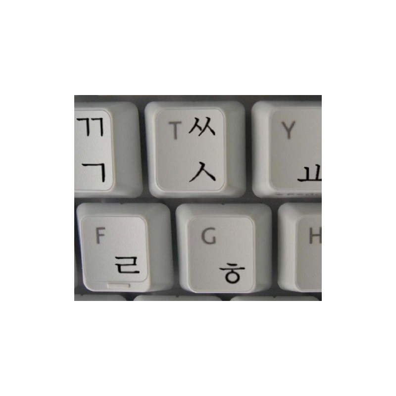 KOREAN KEYBOARD STICKER with BLACK LETTERING TRANSPARENT BACKGROUND for DESKTOP,