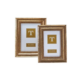 Two's Company Gold Fern Set of 2 Photo Frame Includes 2 Sizes