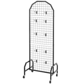 2 Packs Black Wire Grid Wall Panels 1.9 X 5.4 ft Movable Art Display Rack with 20 Hooks and Shelf WheelsDefault: Default