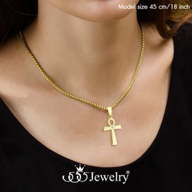 555Jewelry - Collar de Ankh egipcio de 1 mm para hombre, circonita cúbica para mujer, joyería egipcia para mujer, cruz copta, collar egipcio antiguo para mujer, 16-24 pulgadas, 22", Acero inoxidable