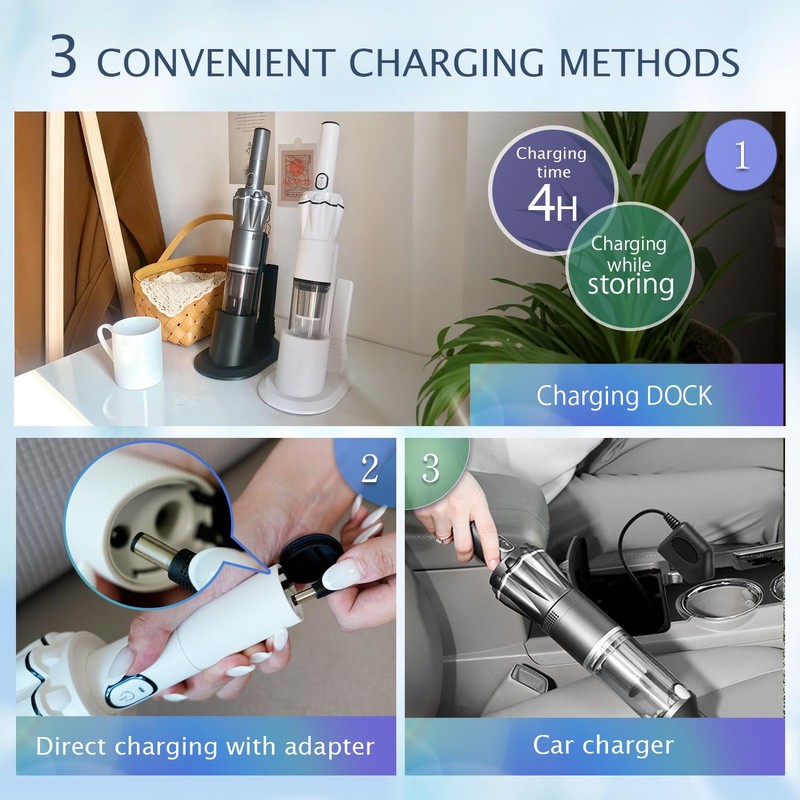 HIKALION Handheld Vacuum Cordless 25000PA, Super Lightweight 1lb with Powerful