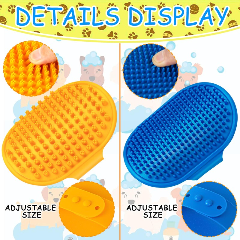 Ponpon 3PCS Dog Bath Brush with 4Pcs Toothbrush, Scrubber and
