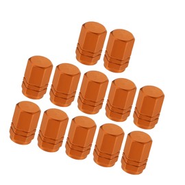 Hihaha Car SUV Tire Valve Stem Caps, 16mm, Aluminum Alloy, Orange, 12pcs Durable Material