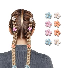 Flomiara Mini-Haarklammern, Kristall-Haarspangen, kleine Blumen-Haarnadeln, Haar-Accessoires, süße Mini-Haarspangen, Haarstyling-Zubehör, die fest greifende Kraft (Weiß, Rosa, Lila, Himmelblau, Orange