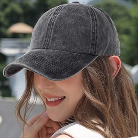 Funshow 6 Pack Distressed Baseball Cap Washed Cotton Dad Hat for Men Women Black