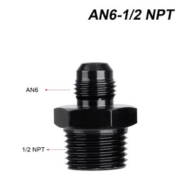 YSIL 6AN Male Flare to 1/2" NPT Hose Pipe Fitting Adapter Fuel Union Connector Aluminum Alloy Straight Black Anodized Surface 2pcs